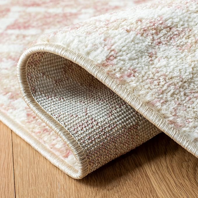 SAFAVIEH Adirondack Collection Runner Rug - 2'6" x 8', Rose & Gold, Modern Diamond Distressed Design, Non-Shedding & Easy Care, Ideal for High Traffic Areas in Living Room, Bedroom (ADR131Q)