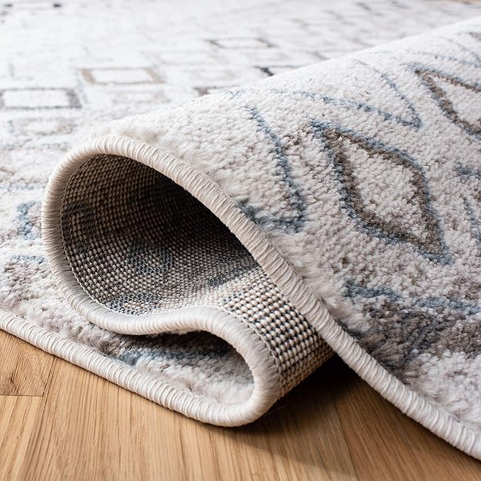 SAFAVIEH Amsterdam Collection Runner Rug - 2'3" x 8', Ivory & Grey, Moroccan Boho Design, Non-Shedding & Easy Care, Ideal for High Traffic Areas in Living Room, Bedroom (AMS108A)