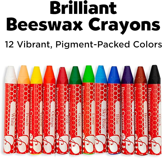 Faber-Castell Beeswax Crayons in Durable Storage Case, 12 Vibrant Colors