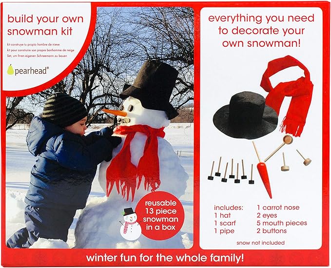 Pearhead Build A Snowman Decorating Kit, A Great DIY Snow Day Craft For Kids, Holiday Decorations for Kids, Snowman Pieces Kit, Christmas Gifts For Kids