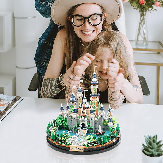 Magic Princess Blue Castle Micro Building Blocks for Adults Mini Building Kit, Creative Display Gift for Women and Kids Ages 14+ 3600 PCS