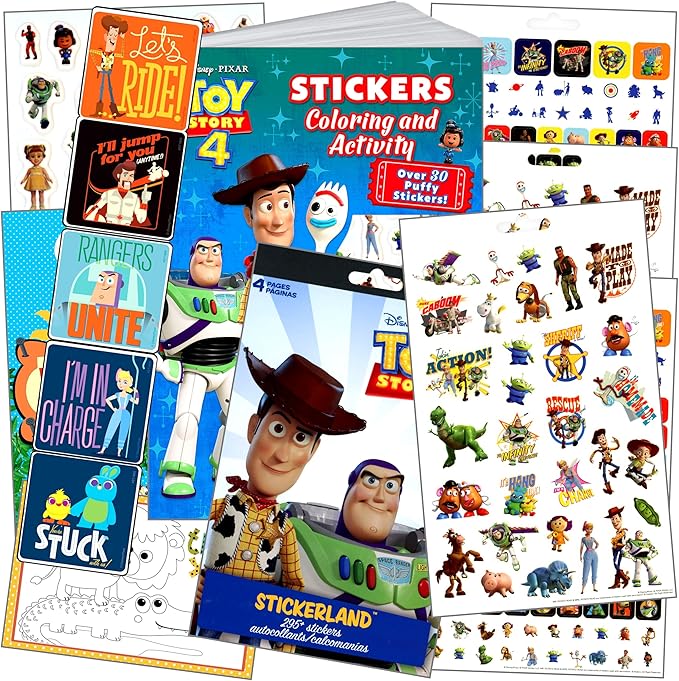 Disney Toy Story Stickers Coloring Activity Book Set - Bundle Includes Toy Story Coloring Book, Stickers, 2-Sided Door Hanger, and More