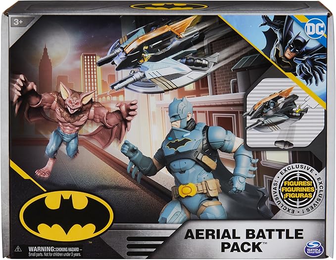 DC Comics, Batman Aerial Battle Pack (Amazon Exclusive), Batwing Vehicle, 4-inch Batman & Man-Bat Action Figure, Super Hero Kids Toys for Boys & Girls