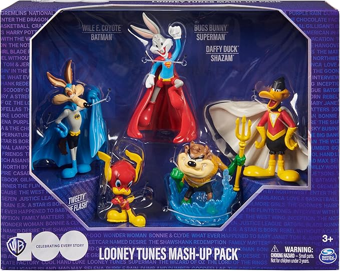 DC Comics, Looney Tunes Mash-Up Pack, Limited Edition WB 100 Yrs Anniversary, 5 Looney Tunes x DC Figures, 4-Inch Superhero Kids Toys for Boys & Girls