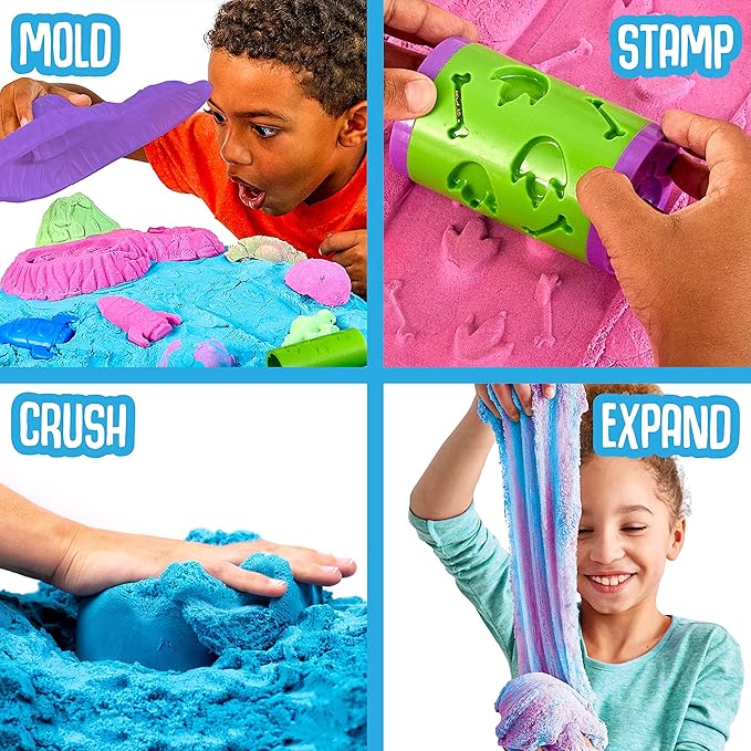 SLIMGLOOP Slimy Sand Twist, 10oz. Blue/Purple Play Sand, 2-in-1 Grape/Berry Scented, Moldable Expandable Sand, Great Sensory Activity for Tactile Fun, Toys for Kids Ages 3, 4, 5, 6, 7