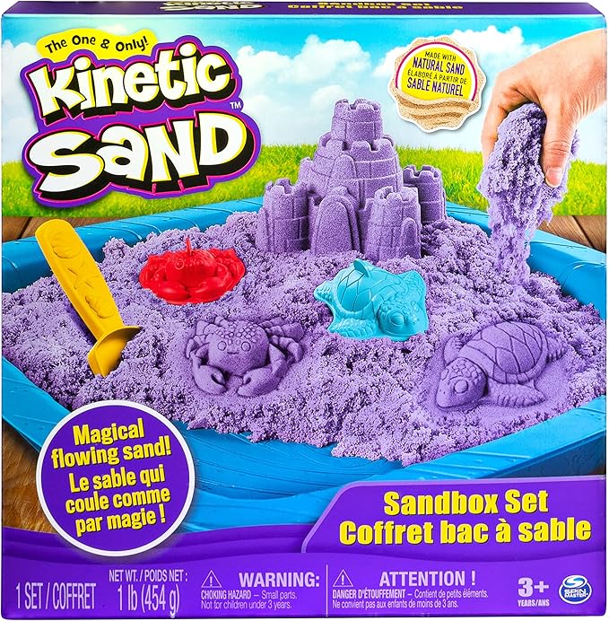 Kinetic Sand, Sandbox Playset with 1lb of Purple and 3 Molds, for Ages 3 and up