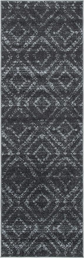 SAFAVIEH Adirondack Collection Runner Rug - 2'6" x 10', Dark Grey & Grey, Modern Diamond Distressed Design, Non-Shedding & Easy Care, Ideal for High Traffic Areas in Living Room, Bedroom (ADR131F)
