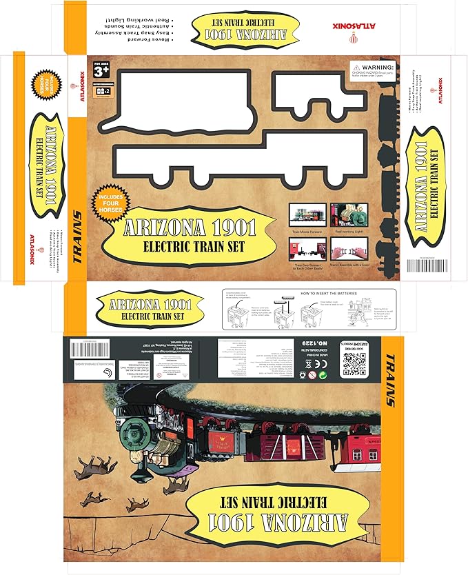 Electric Train Set for Kids Ages 4-8 - Battery-Powered Train Set with Lights & Sounds, Steam Locomotive Engine, Horses & Tracks - Classic Railway Toy Gift for Boys & Girls, Toddler Train Playset