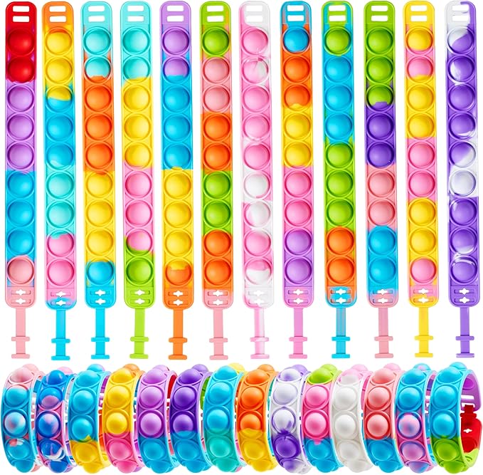 JOYIN Pop Fidget Toys pops Bulk 100 Pack Party Favors for Kids 4-8,8-12 Year, Fidget Bracelets Sensory Toys for Classroom Birthday Carnival Prizes Gifts Goodie Bags Stuffers for Kids