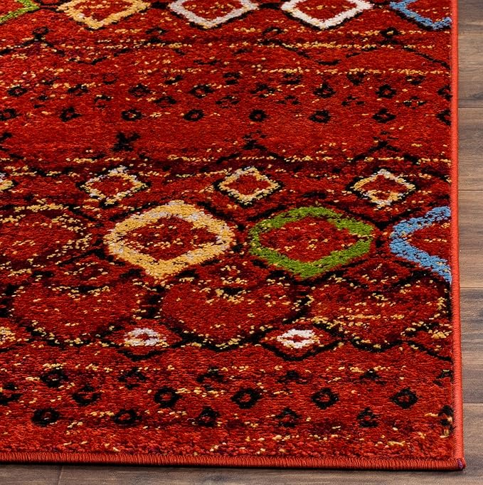 SAFAVIEH Amsterdam Collection Runner Rug - 2'3" x 22', Terracotta & Multi, Moroccan Boho Design, Non-Shedding & Easy Care, Ideal for High Traffic Areas in Living Room, Bedroom (AMS108D)
