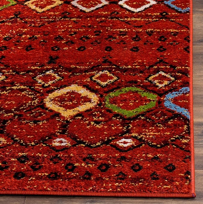 SAFAVIEH Amsterdam Collection Runner Rug - 2'3" x 20', Terracotta & Multi, Moroccan Boho Design, Non-Shedding & Easy Care, Ideal for High Traffic Areas in Living Room, Bedroom (AMS108D)