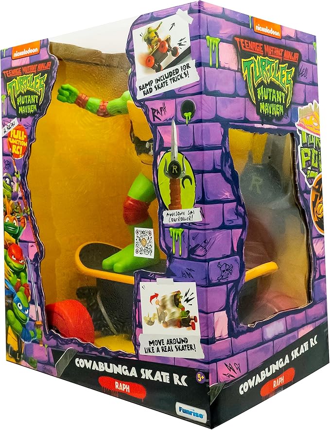 Teenage Mutant Ninja Turtles Raphael Cowabunga Skate RC - Imitates Real Skate Tricks - 2.4 GHz Remote Control - Ages 3+