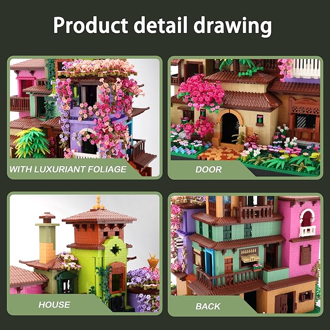 Micro Mini Architecture Blocks Set, Cherry Blossom Villa Tree House Bricks Building Set, Flower House Creative Collectible Models Present for Teens and Adults (7080PCS)