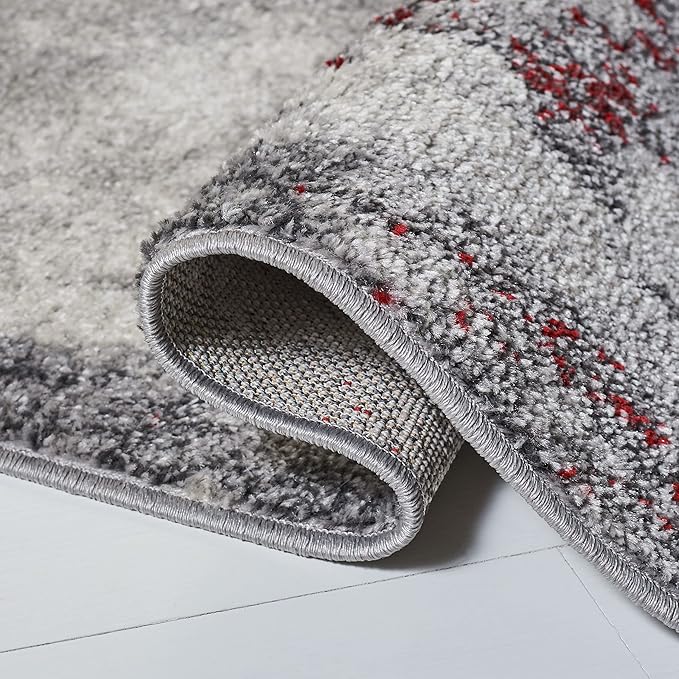 SAFAVIEH Adirondack Collection X-Large Area Rug - 11' x 15', Red & Grey, Modern Abstract Design, Non-Shedding & Easy Care, Ideal for High Traffic Areas in Living Room, Bedroom (ADR134Q)