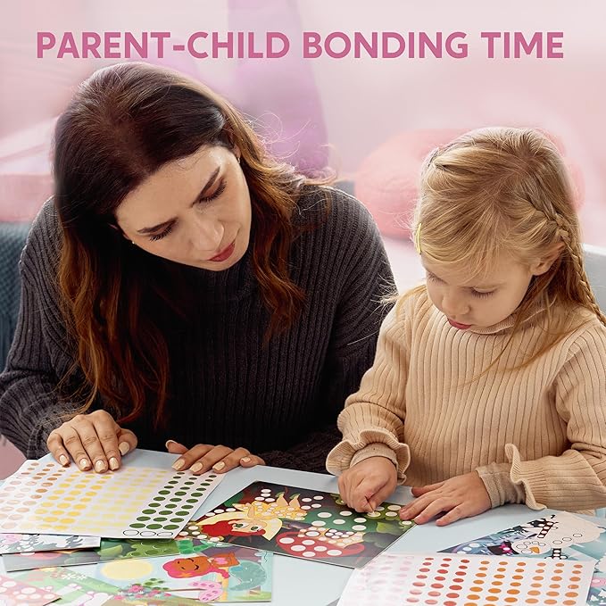 Klever Kits Dot Art Kit for Kids, No Mess Sticker for Toddlers 3-7, Craft Kits, DIY Creative Activity, Travel Toy, Birthday for Boys Girls (Unicorns & Princess)