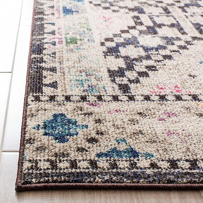 SAFAVIEH Madison Collection Runner Rug - 2'2" x 14', Black & Yellow, Boho Diamond Distressed Design, Non-Shedding & Easy Care, Ideal for High Traffic Areas in Living Room, Bedroom (MAD418Z)