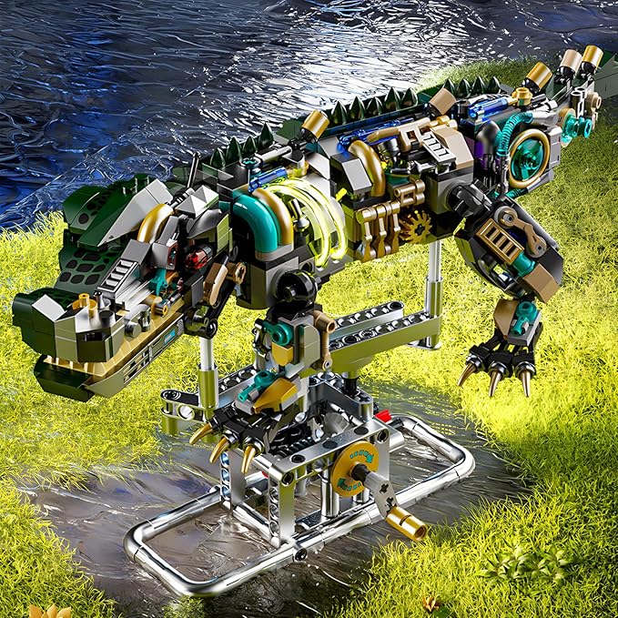 Mechanical Crocodile Building Set 996 Pieces Movable Animal with Display Stand Amphibians Building Block Toy Home Decor Gifts for Boys Teens Kids Adults Ages 6+