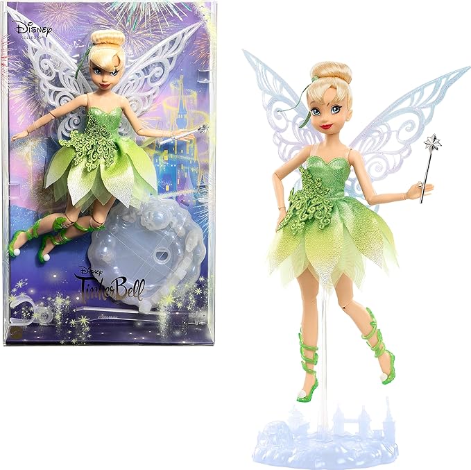 Mattel Disney Toys, Tinker Bell Collector Doll with Wings to Celebrate Disney 100 Years of Wonder, Inspired by Peter Pan