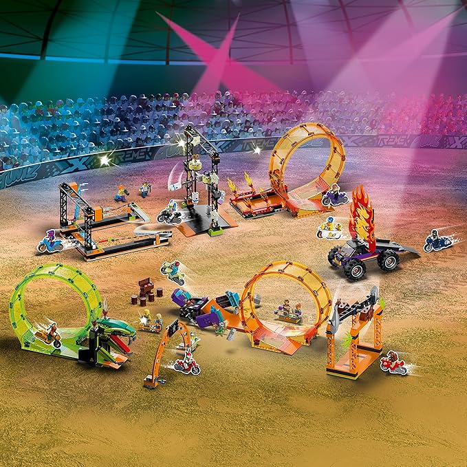 LEGO City Stuntz Smashing Chimpanzee Stunt Loop 60338 with Flywheel Toy Motorcycle, Ramp, Chimp Prop and 3 Minifigures, Gift for Kids Aged 7 Plus
