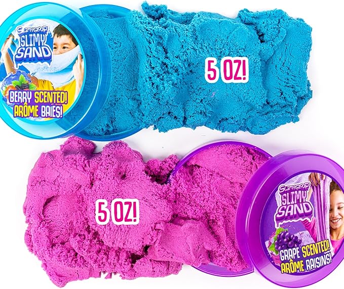 SLIMGLOOP Slimy Sand Twist, 10oz. Blue/Purple Play Sand, 2-in-1 Grape/Berry Scented, Moldable Expandable Sand, Great Sensory Activity for Tactile Fun, Toys for Kids Ages 3, 4, 5, 6, 7