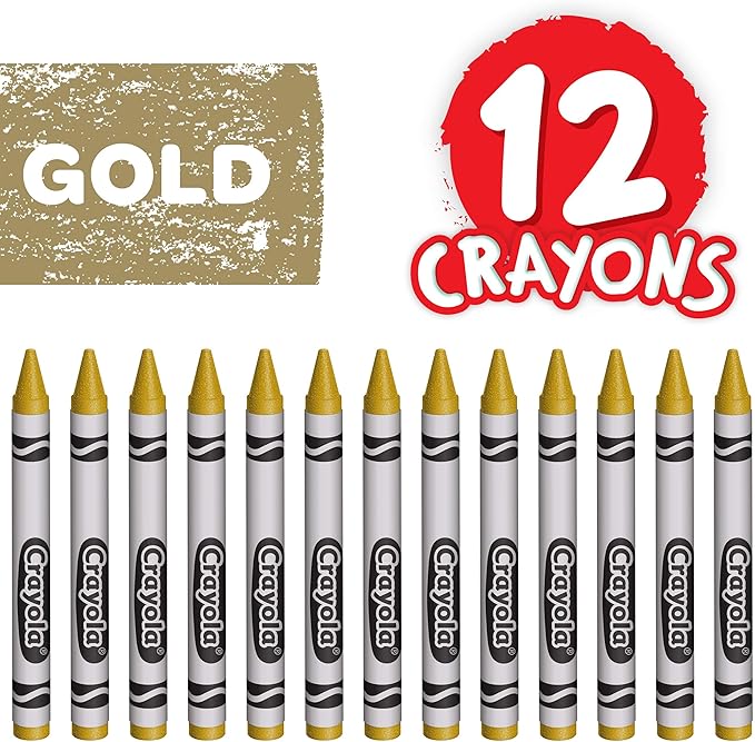 Crayola Crayons, Gold, Single Color Crayon Refill, 12 Count Bulk Crayons, School Supplies