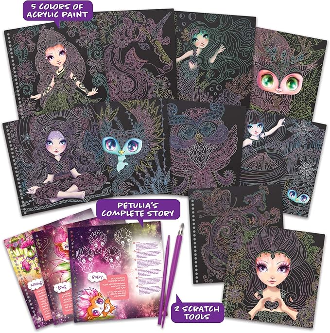 Nebulous Stars Zen Scratch and Sketch – Scratch Art Book for Kids – Perfect No-Mess Creative Craft