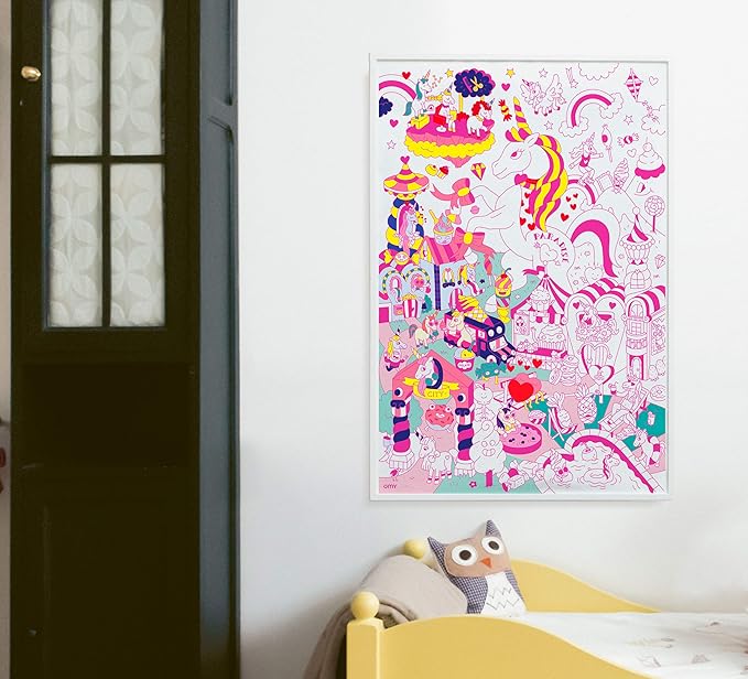 Omy Giant Coloring Poster, Lily The Unicorn, 40 x 28 inches, Creative Fun and Play for Kids, Adults, and The Whole Family.