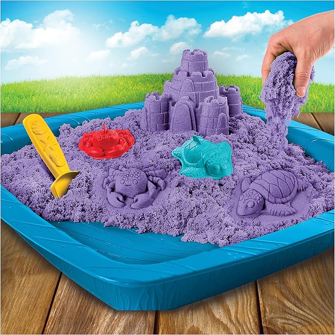 Kinetic Sand, Sandbox Playset with 1lb of Purple and 3 Molds, for Ages 3 and up