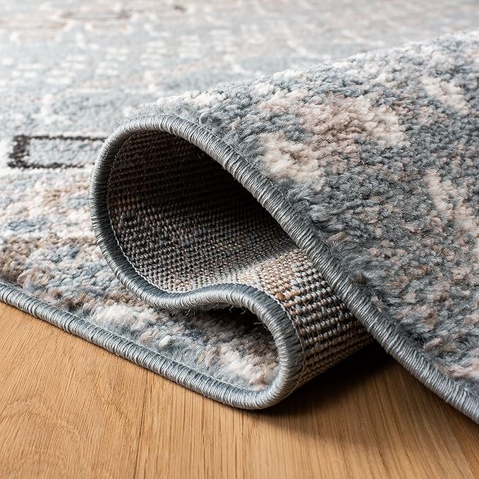 SAFAVIEH Amsterdam Collection Runner Rug - 2'3" x 14', Blue & Ivory, Moroccan Boho Design, Non-Shedding & Easy Care, Ideal for High Traffic Areas in Living Room, Bedroom (AMS108L)