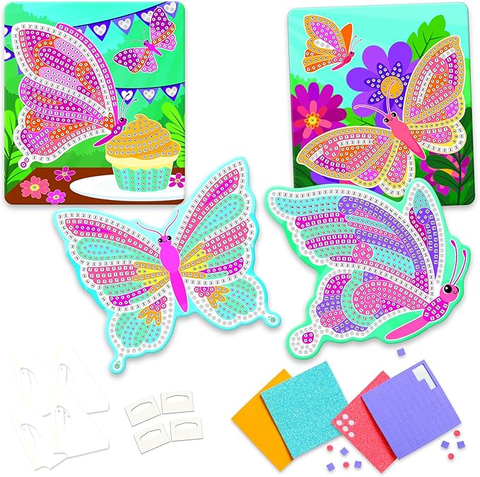 The Orb Factory Sticky Mosaics Butterflies Arts & Crafts, Yellow/Blue/Pink/Purple/Pink, 12" x 2" x 10.75"