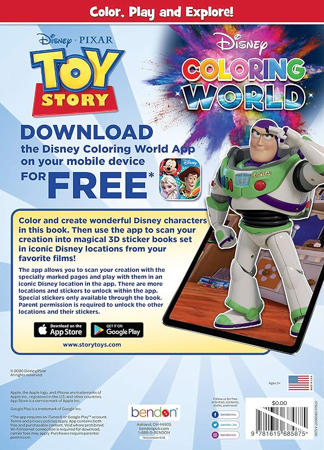 Disney Toy Story 80-Page Coloring World Augmented Reality Coloring Book 47633 Bendon