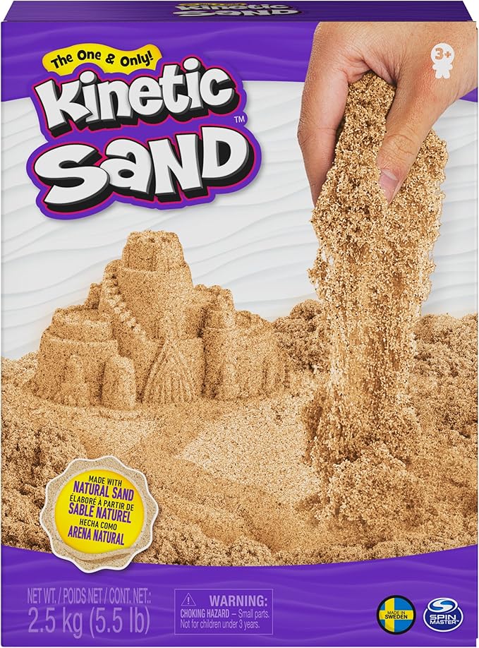 Kinetic Sand, 5.5lbs (2.5kg) Natural Brown Play Sand for Arts and Crafts, Sandbox, Moldable Sensory Toys for Kids Ages 3 and up