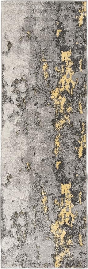 SAFAVIEH Adirondack Collection Runner Rug - 2'6" x 20', Grey & Yellow, Modern Abstract Design, Non-Shedding & Easy Care, Ideal for High Traffic Areas in Living Room, Bedroom (ADR134H)