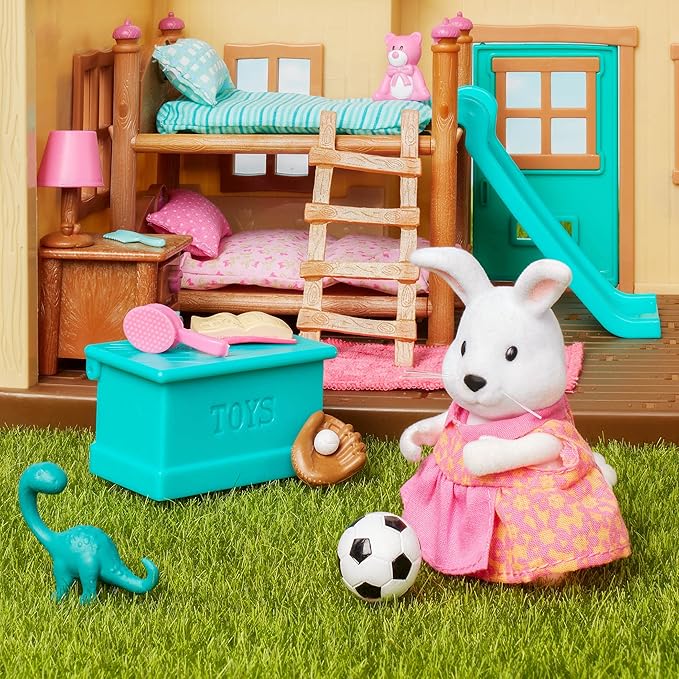 Li'l Woodzeez Bunk Beds Playset – Miniature Bedroom Furniture and Accessories – 18pc Toy Set with Bed, Toys, Book, and More – Gifts for Kids Age 3+