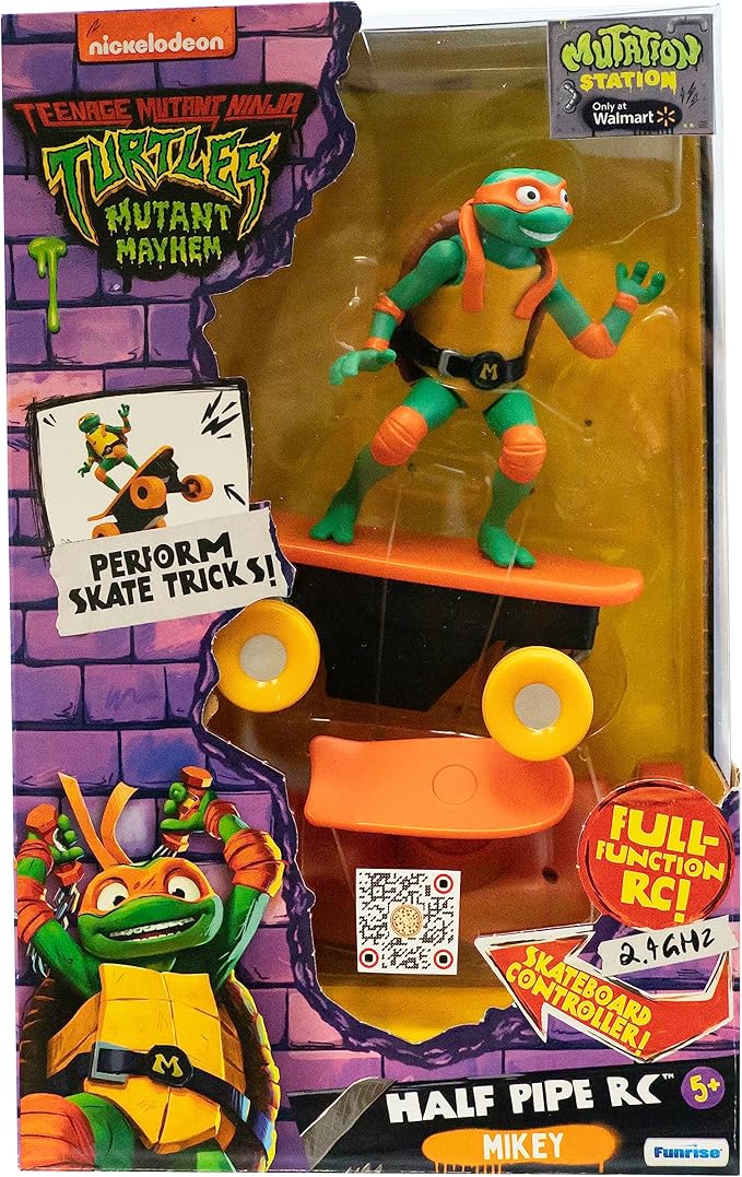 Teenage Mutant Ninja Turtles Michelangelo Half Pipe RC Vehicle Movie Edition Ages 5+ - Skate + Performs Tricks - 2.4GHz RC Controller
