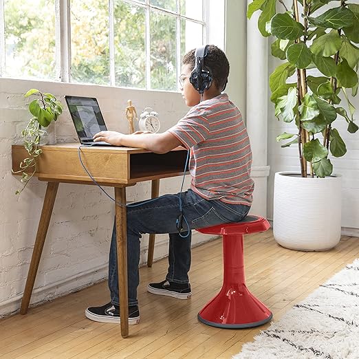 ECR4Kids ACE Active Core Engagement Wobble Stool, 18-Inch Seat Height, Flexible Seating, Red