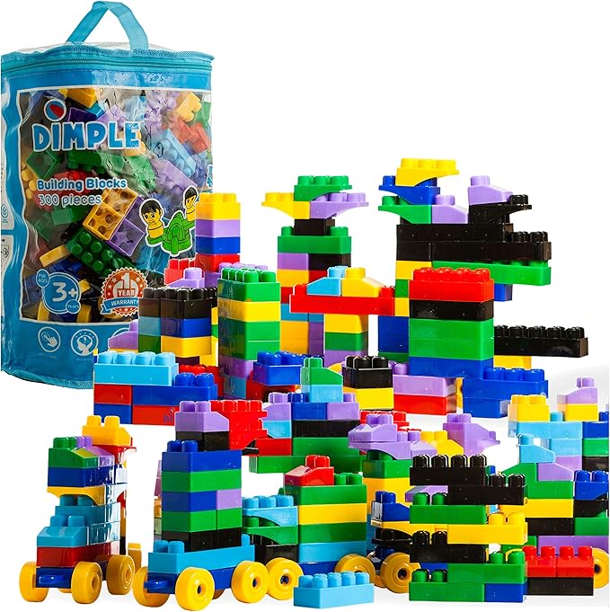 Dimple Large Blocks for Toddlers/Kids Stackable, Multi-Colored, Interlocking Toys Safe, Non-Toxic Plastic Bright Colors, Waterproof Boys and Girls Age 3 + (900 Pieces)