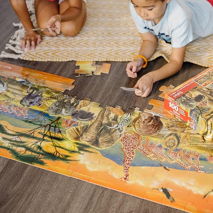 Melissa & Doug African Plains Safari Jumbo Jigsaw Floor Puzzle (100 pcs, over 4 feet long)