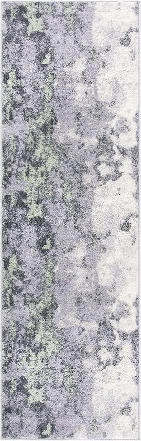 SAFAVIEH Adirondack Collection Runner Rug - 2'6" x 14', Green & Grey, Modern Abstract Design, Non-Shedding & Easy Care, Ideal for High Traffic Areas in Living Room, Bedroom (ADR134F)
