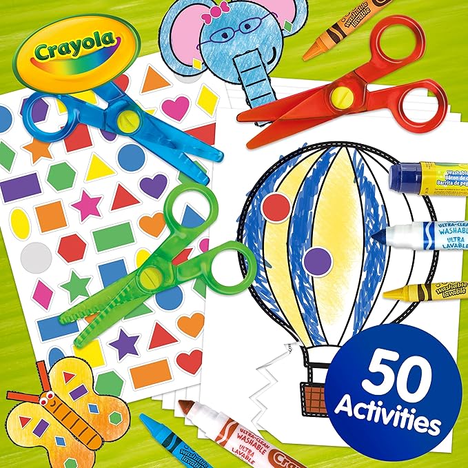 Crayola Toddler Scissor Skills Activity Kit (3ct), Safety Scissors and Craft Supplies, Toddler Crafts, Gift for Kids, Ages 3+