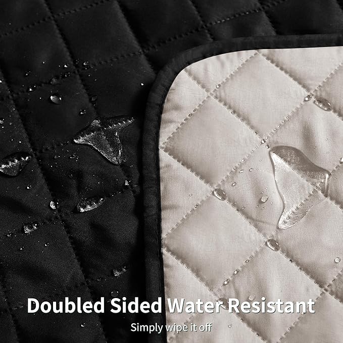 CHUN YI Recliner Chair Cover, Non-Slip Recliner Covers That Stay in Place, Washable Lazy Boy Recliner Covers with Pockets, Water Resistant Recliner Slipcover for Pets (Black, Large Recliner)