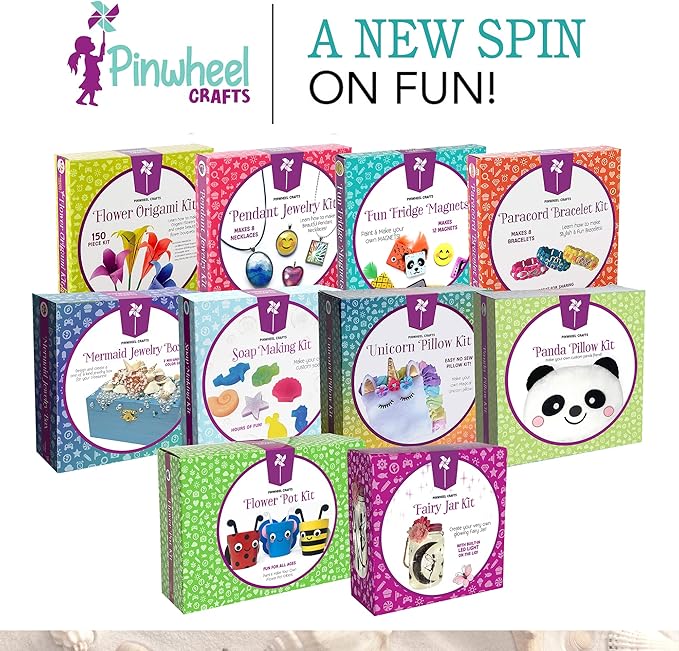 Pinwheel Crafts Mermaid Charm Bracelet Making Kit with Storage Case - DIY Kids Jewelry Making Kit for Girls 8-12 - Birthday Gift & Craft Supplies with Beads and Ocean Charms