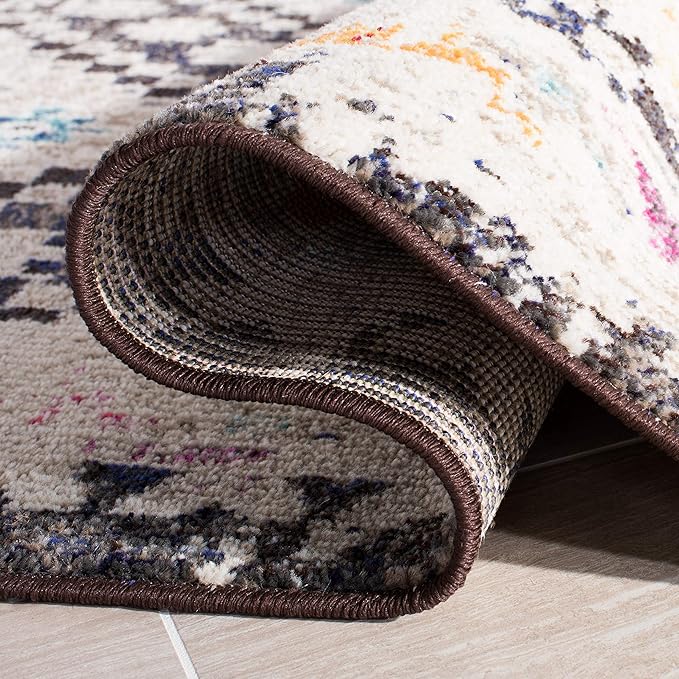 SAFAVIEH Madison Collection Runner Rug - 2'2" x 10', Black & Yellow, Boho Diamond Distressed Design, Non-Shedding & Easy Care, Ideal for High Traffic Areas in Living Room, Bedroom (MAD418Z)