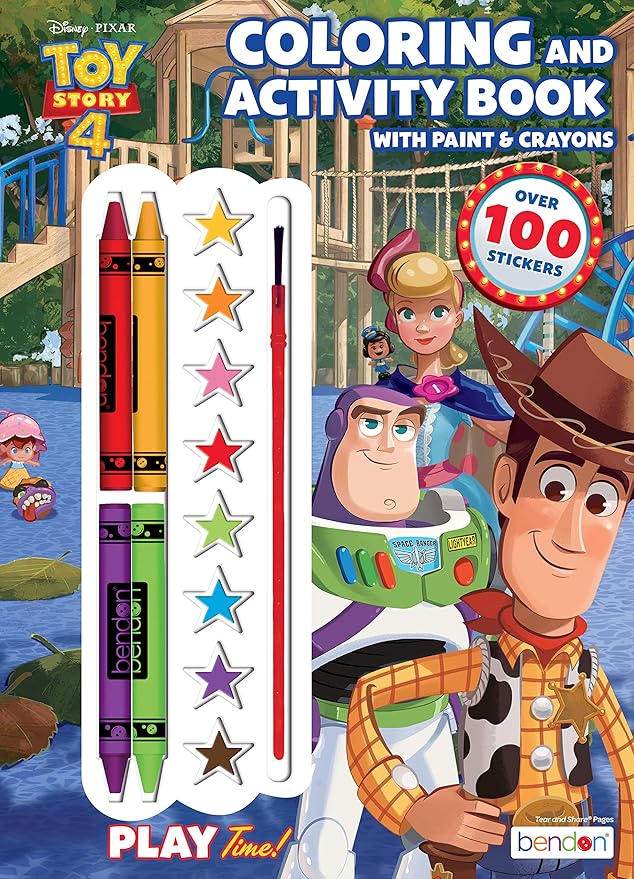 Disney Toy Story 4 Official Coloring Book with Paints and Crayons, Multicolor