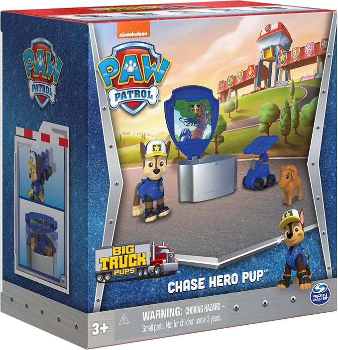 Paw Patrol, Big Truck Pups Chase Action Figure with Clip-on Rescue Drone, Command Center Pod and Animal Friend Kids Toys Ages 3 and up