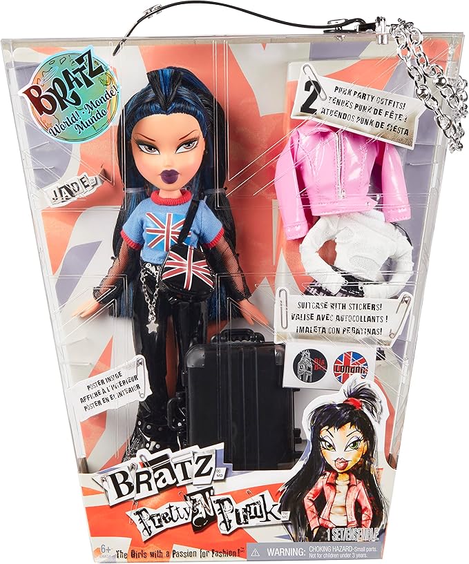 Bratz Pretty ‘N’ Punk Jade Fashion Doll with 2 Outfits and Suitcase, Collectors Ages 6 7 8 9 10+