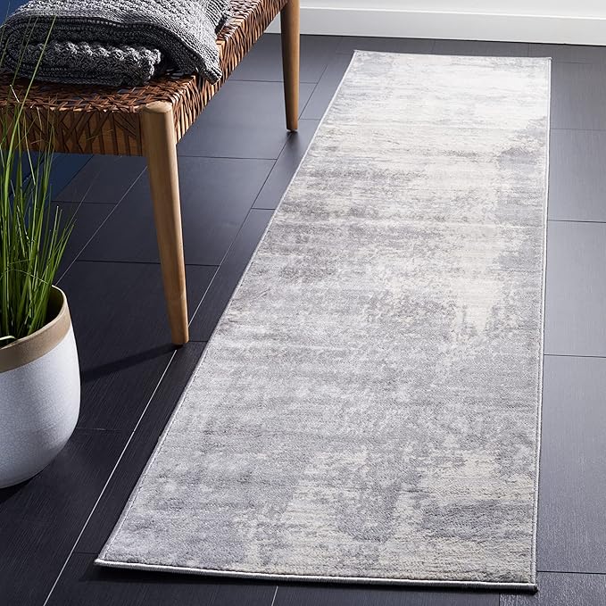 SAFAVIEH Jasper Collection Runner Rug - 2' x 8', Light Grey & Ivory, Modern Abstract Design, Non-Shedding & Easy Care, Ideal for High Traffic Areas in Living Room, Bedroom (JSP101F)