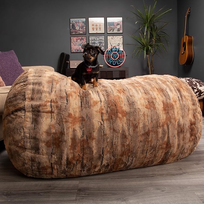 Jaxx Sofa Saxx Bean Bag Lounger, 4-Feet, Luxe Fur-Red Fox