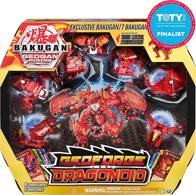 Bakugan GeoForge Dragonoid, 7-in-1 Includes Exclusive True Metal Dragonoid and 6 Geogan Collectibles, Kids Toys for Boys