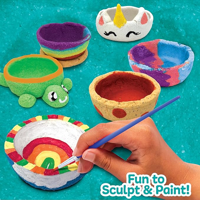 Made By Me! Sand Dough Sculpt & Paint Creations! Pottery Press, Sand Dough Bowl Kit, Paint & Create Your Own Pottery, Mess-Free Pottery Kit for Kids, Great Arts & Craft Activity for Ages 6, 7, 8, 9